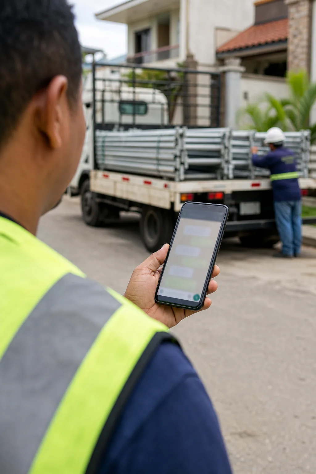 Cliente escribiendo por WhatsApp mientras se descarga el equipo